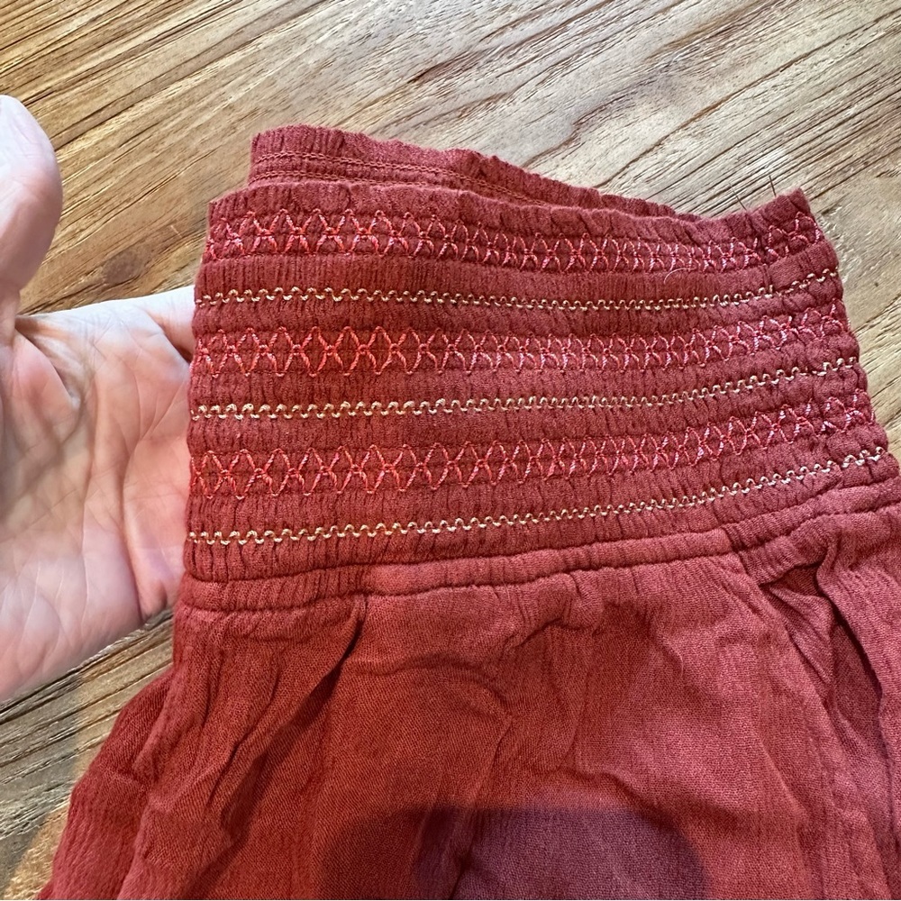 Anthro Ett Twa Womens Elastic Waist Pull On Rust Sulawesi‎ Smoked Gypsy Pants M - Picture 6 of 10